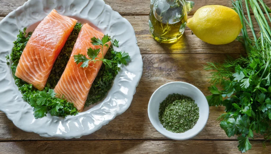 salmon with a herb crust