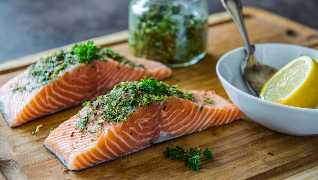 salmon with a herb crust